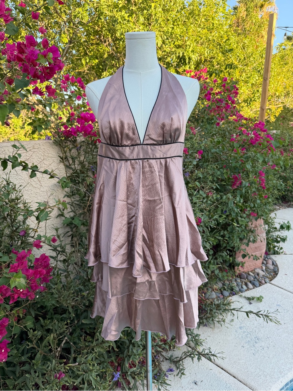 Y2K Vintage Silk Halter Babydoll Dress - Dusty Rose